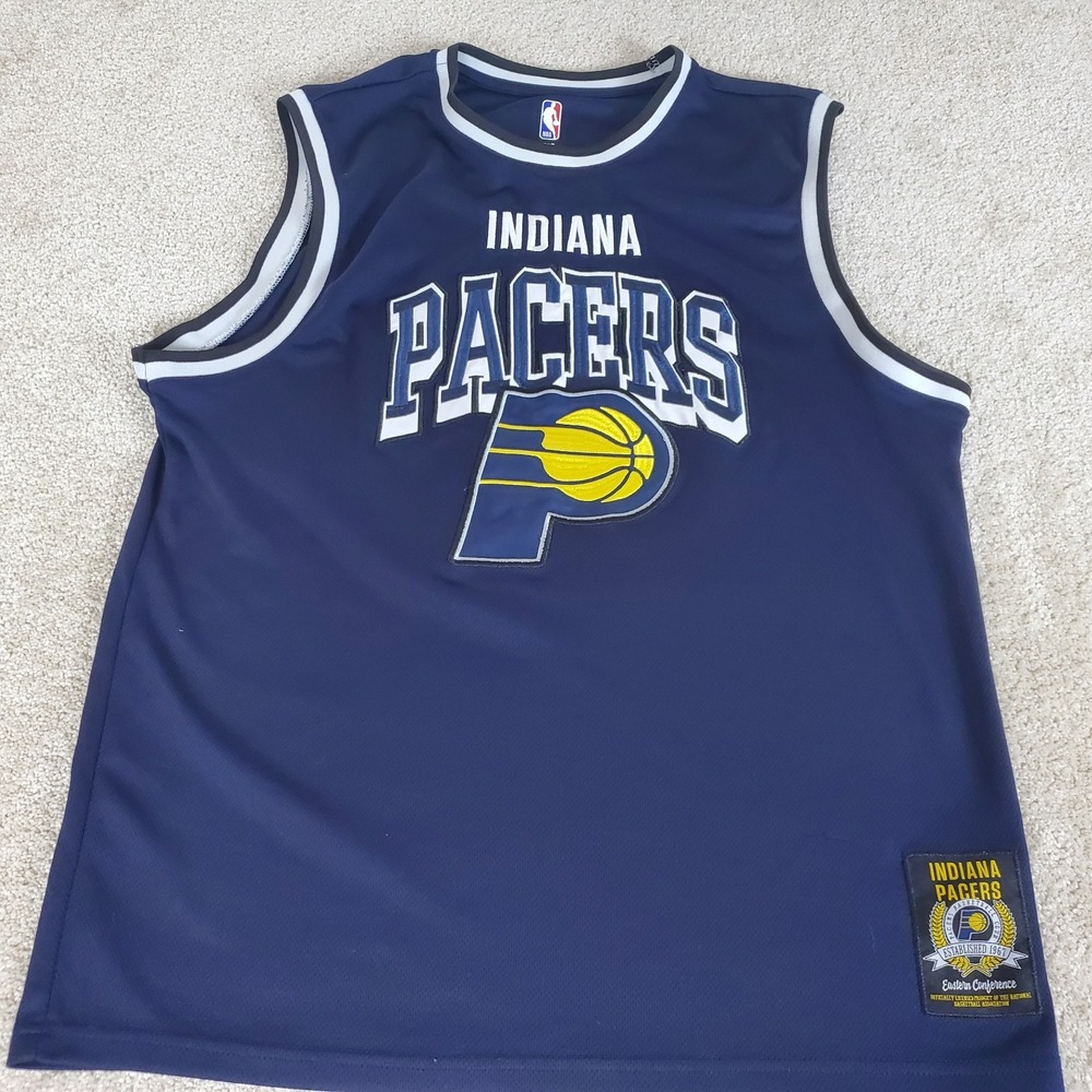 Indiana Pacers Men's Eastern Conference Jersey Size L Large Navy Blue SMALL PULL